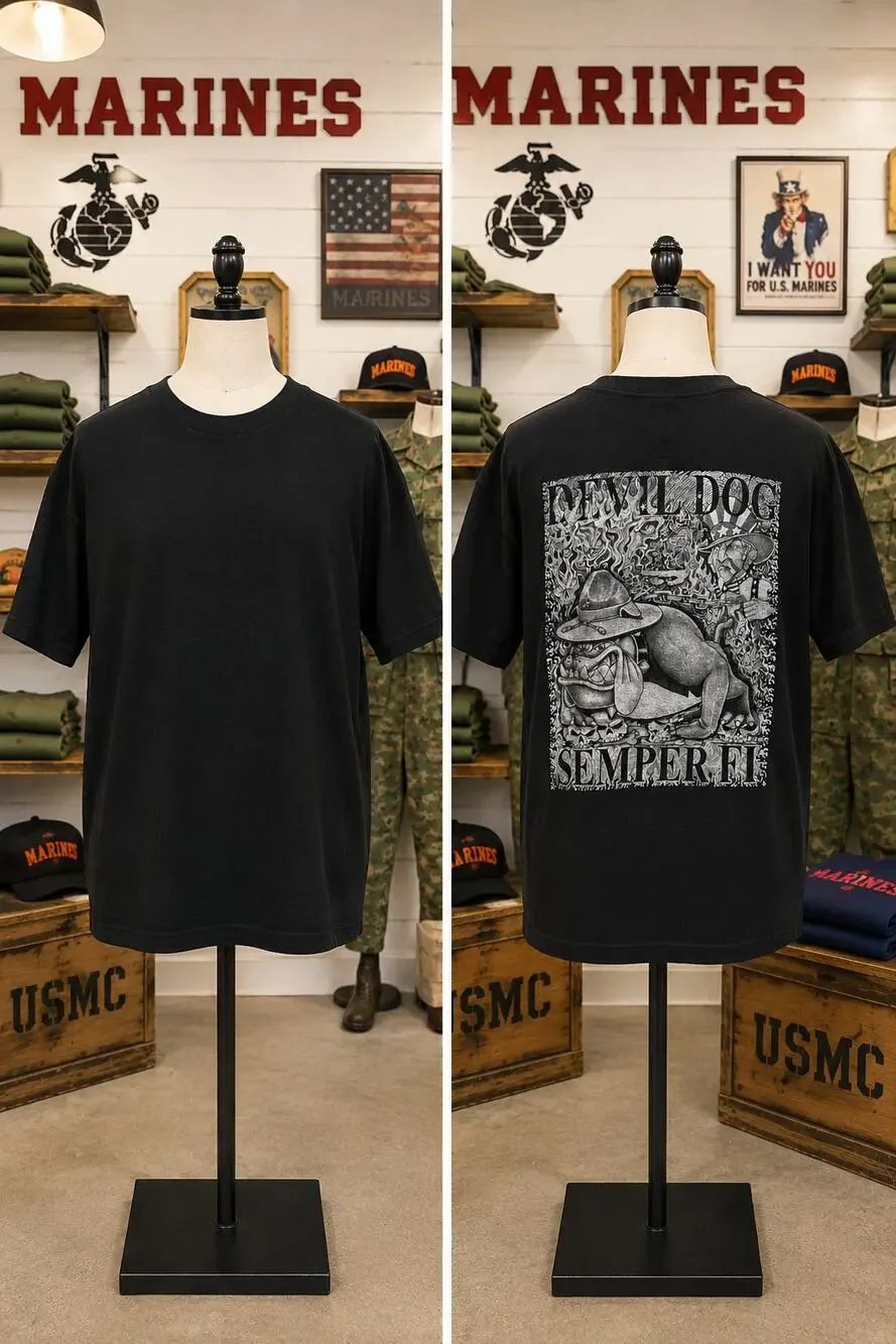 Vintage Alstyle AAA Devil Dog Semper Fi USMC Marine Corps Tee XL